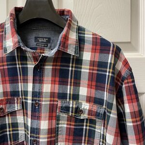 Zara Man Men's XL Tailored Fit‎ Button Down Casual Long Sleeve Shirt Plaid Red